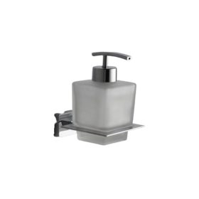   VIVA CUBE FOLYÉKONYSZAPPAN ADAGOLÓ, FALRA SZERELHETŐ, OPÁLSZÍNŰ ÜVEG, KRÓMOZTT FÉM TARTÓKONZOL, SZÖGLETES