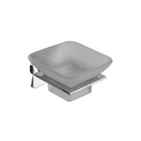   VIVA CUBE SZAPPANTARTÓ, FALRA SZERELHETŐ, OPÁLSZÍNŰ ÜVEG, KRÓMOZTT FÉM TARTÓKONZOL, SZÖGLETES