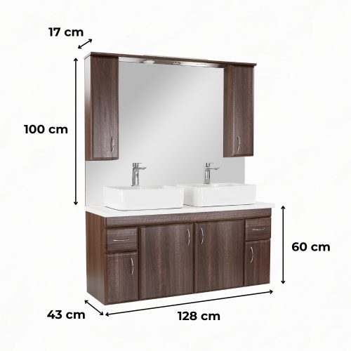 Bianco 130 komplett mosdó nélkül aida dió fehér munkalappal