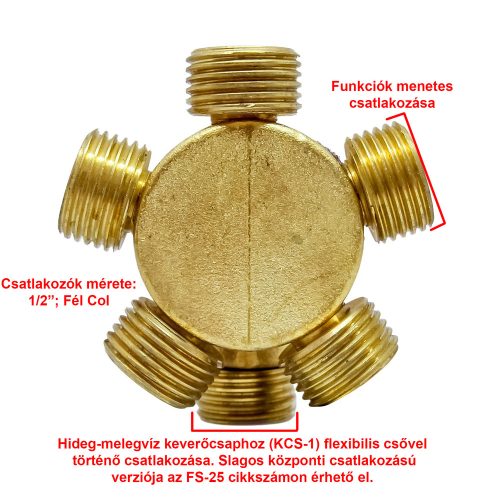 AQUAMAXX 5 FUNKCIÓS FUNKCIÓVÁLTÓ CSAPTELEP, FÉL COLOS BEMENETI CSATLAKOZÁS, 5DB FÉL COLOS KIMENETI CSATLAKOZÁS, VIZES VEZÉRLŐ