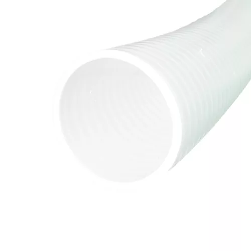 FEHÉR RAGASZTHATÓ SPIRÁL ERŐSÍTETT PVC FLEXIBILIS BORDÁZOTT NYOMÓCSŐ D20MM KÜLSŐ ÁTMÉRŐVEL