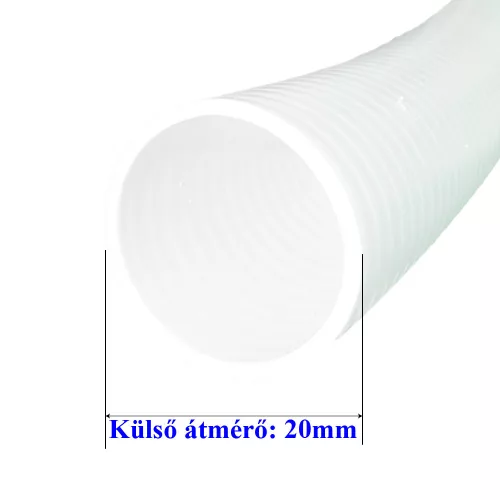 FEHÉR RAGASZTHATÓ SPIRÁL ERŐSÍTETT PVC FLEXIBILIS BORDÁZOTT NYOMÓCSŐ D20MM KÜLSŐ ÁTMÉRŐVEL