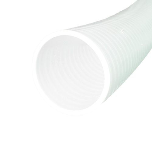 FEHÉR RAGASZTHATÓ SPIRÁL ERŐSÍTETT PVC FLEXIBILIS BORDÁZOTT NYOMÓCSŐ D50MM KÜLSŐ ÁTMÉRŐVEL