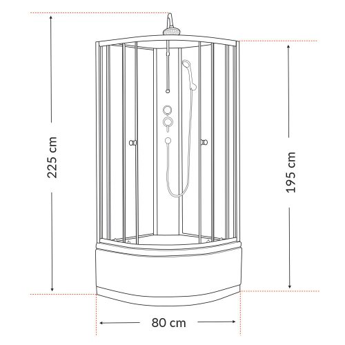 Karolino 80x80 cm Black mélytálcás zuhanykabin