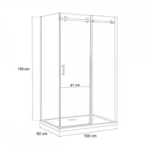 Bold-in 80x100 cm aszimmetrikus zuhanykabin zuhanytálca nélkül