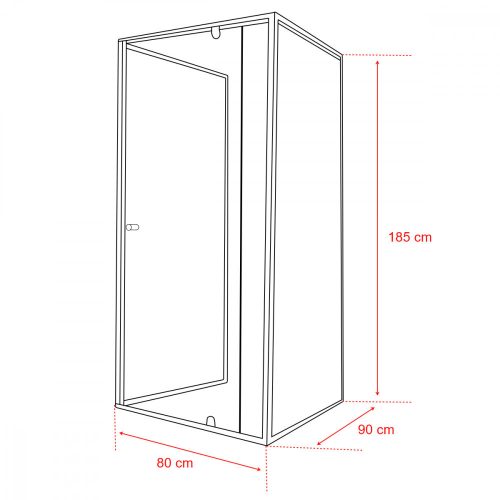 Flexi 80x90 cm falsíkra szerelhető aszimmetrikus zuhanykabin zuhanytálca nélkül