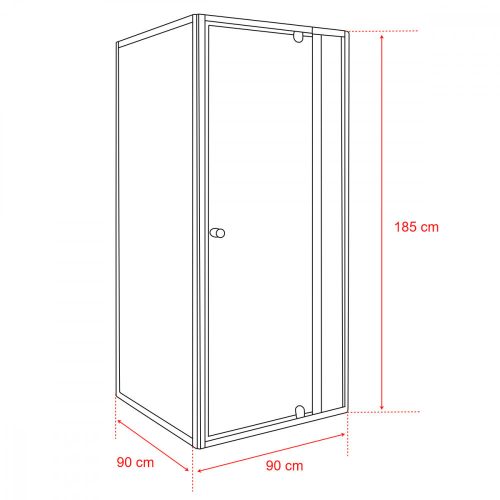 Flexi 90x90 cm sarokba szerelhető szögletes zuhanykabin zuhanytálca nélkül