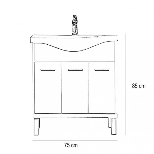 Nerva 75 alsó szekrény mosdóval