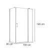 Simple 80x100 cm nyílóajtós aszimmetrikus zuhanykabin zuhanytálca nélkül