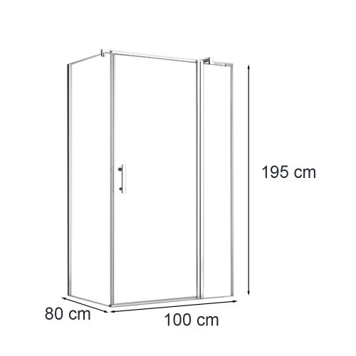 Simple 80x100 cm nyílóajtós aszimmetrikus zuhanykabin zuhanytálca nélkül