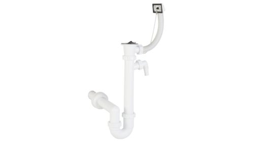 Csőszifon 6/4", egymedencés, túlfolyóval, leeresztőszeleppel, mosógép csatlakozóval, Ø40 mm-es elfolyással