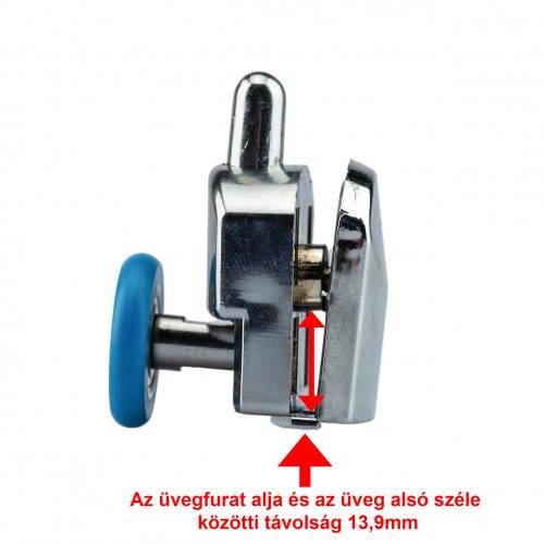 AQUAMAXX SZIMPLA KEREKES RUGÓS ALSÓ ZUHANYKABIN GÖRGŐ, RUGÓS BEÁLLÍTÁS NYOMÓGOMBBAL, 25MM KERÉKÁTMÉRŐ, 12MM ÜVEGFURAT, NEM ROZSDAMENTES KERÉKKEL