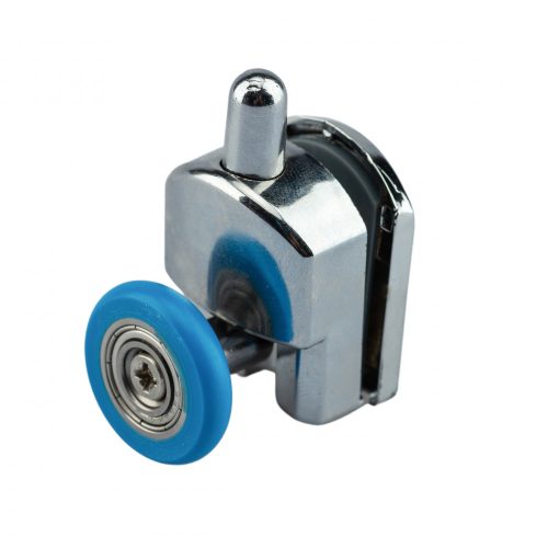 AQUAMAXX SZIMPLA KEREKES RUGÓS ALSÓ ZUHANYKABIN GÖRGŐ, RUGÓS BEÁLLÍTÁS NYOMÓGOMBBAL, 25MM KERÉKÁTMÉRŐ, 12MM ÜVEGFURAT, NEM ROZSDAMENTES KERÉKKEL