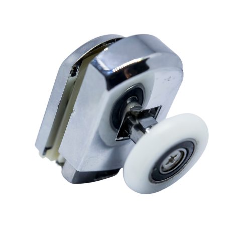 AQUAMAXX SZIMPLA KEREKES RUGÓS ALSÓ ZUHANYKABIN GÖRGŐ, RUGÓS BEÁLLÍTÁS, 28MM KERÉKÁTMÉRŐ, 12MM ÜVEGFURAT, NEM ROZSDAMENTES CSAPÁGYAZOTT KERÉK