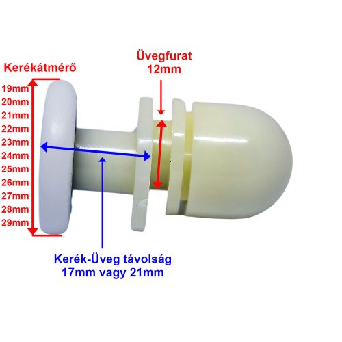 AQUAMAXX SZIMPLA KEREKES ZUHANYKABIN GÖRGŐ, EXCENTERES BEÁLLÍTÁS, 22MM KERÉKÁTMÉRŐ, 17MM KERÉK-ÜVEG TÁVOLSÁG, ROZSDAMENTES KERÉK IS