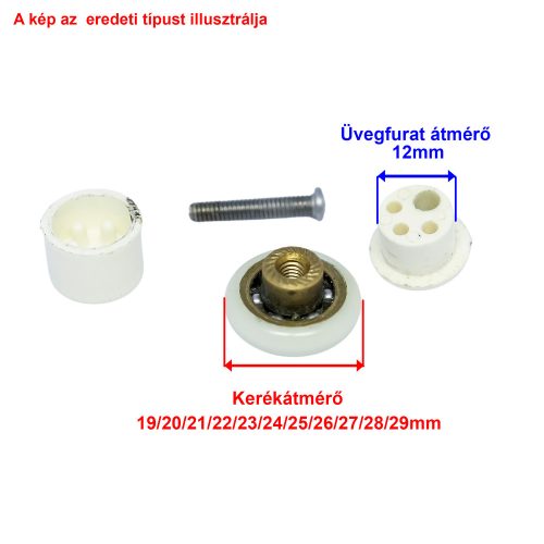 AQUAMAXX SZIMPLA KEREKES EXCENTERES BEÁLLÍTÁSÚ ZUHANYKABIN GÖRGŐ, 29MM KERÉKÁTMÉRŐ, 12MM ÜVEGFURAT, ROZSDAMENTES KERÉK