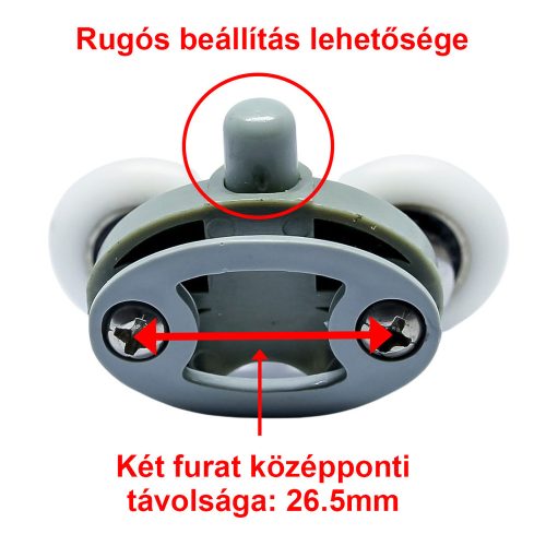 AQUAMAXX ALSÓ RUGÓS DUPLA ZUHANYKABIN GÖRGŐ, 26,5MM A FURATOK TÁVOLSÁG, 22MM KERÉKÁTMÉRŐ, 4MM KERÉKVASTAGSÁG, ROZSDAMENTES KERÉKKEL IS