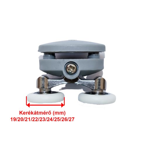 AQUAMAXX FELSŐ DUPLA ZUHANYKABIN GÖRGŐ, BEÁLLÍTÁS CSILLAGCSAVAR, 26,5MM FURATTÁVOLSÁG, 24MM KERÉKÁTMÉRŐ, ROZSDAMENTES KERÉK IS