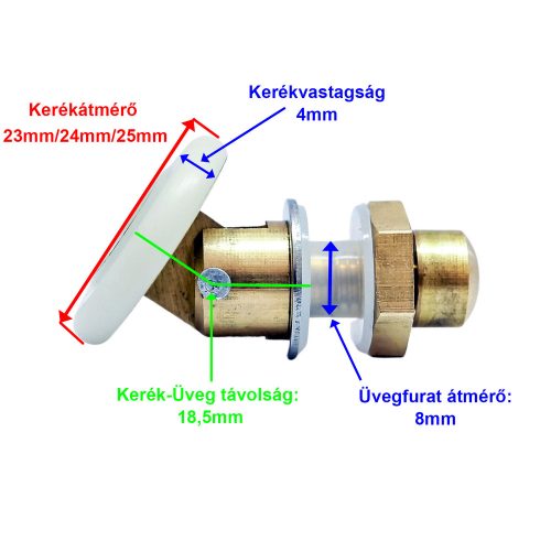 AQUAMAXX CSUKLÓS SZIMPLA ZUHANYKABIN GÖRGŐ, 23MM-25MM KERÉKÁTMÉRŐ, 8MM ÜVEGFURAT, 4MM KERÉKVASTAGSÁG, ROZSDAMENTES ÉS NEM ROZSDAMENTES KERÉKKEL