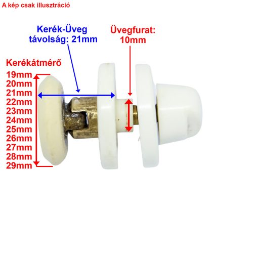 AQUAMAXX CSUKLÓS SZIMPLA ZUHANYKABIN GÖRGŐ, 29MM KERÉKÁTMÉRŐ, 10MM ÜVEGFURAT, 21MM KERÉK-ÜVEG TÁVOLSÁG, ROZSDAMENTES ÉS NEM ROZSDAMENTES KERÉKKEL