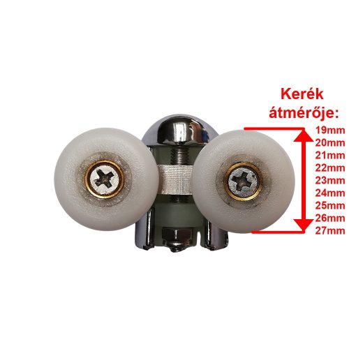 AQUAMAXX DUPLA KEREKES FELSŐ ZUHANYKABIN GÖRGŐ, REJTETT CSILLAGCSAVAROS BEÁLLÍTÁS, 22MM KERÉKÁTMÉRŐ, ROZSDAMENTES KERÉKKEL