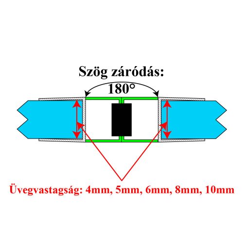 AQUAMAXX ZUHANYKABIN MÁGNESZÁR 180 FOKOS KAPCSOLÓDÁS, 4MM-5MM-6MM -8MM-10MM ÜVEGVASTAGSÁGHOZ, VÁLASZTHATÓ HOSSZ, ALAP 195CM