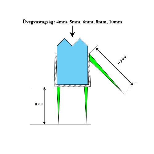 AQUAMAXX ZUHANYKABIN ALSÓ VÍZZÁRÓ PROFIL, ZUHANYKABIN VÍZVETŐ, ZUHANYKABIN VÍZZÁRÓ GUMI, 4-5-6-8-10MM ÜVEG, 8MM DUPLA ALSÓ ÉS 11,5MM OLDALSÓ SZAKÁLL, VÁLASZTHATÓ HOSSZ, ALAP 95CM