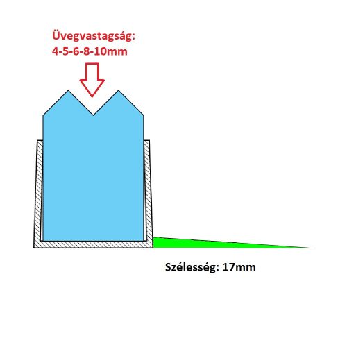 AQUAMAXX ZUHANYKABIN VÍZZÁRÓ PROFIL, ZUHANYKABIN VÍZVETŐ, ZUHANYKABIN VÍZZÁRÓ GUMI, 8MM ÜVEG, 17MM SZILIKON SZAKÁLL, VÁLASZTHATÓ HOSSZ, ALAP 195CM